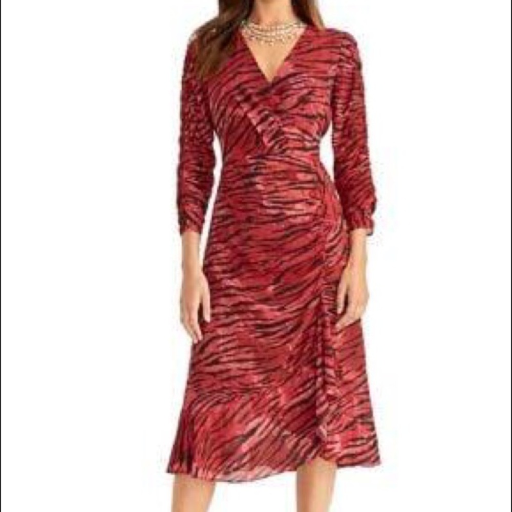 RACHEL Rachel Roy || red zebra tiered midi dress